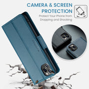 For iPhone 11 Pro Max CaseMe 023 Butterfly Buckle Litchi Texture RFID Anti-theft Leather Phone Case(Blue)