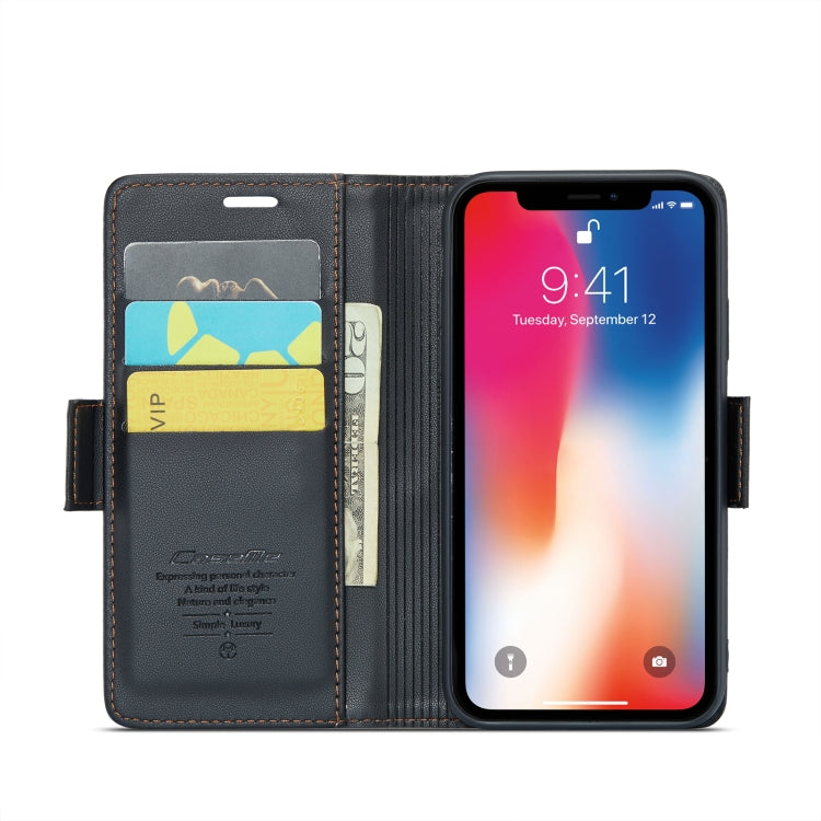 For iPhone XS CaseMe 023 Butterfly Buckle Litchi Texture RFID Anti-theft Leather Phone Case(Black)