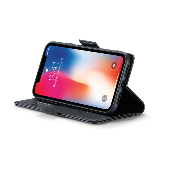 For iPhone XS CaseMe 023 Butterfly Buckle Litchi Texture RFID Anti-theft Leather Phone Case(Black)