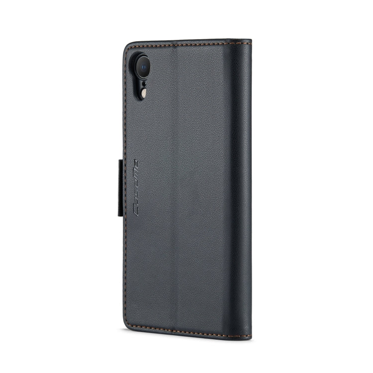For iPhone XR CaseMe 023 Butterfly Buckle Litchi Texture RFID Anti-theft Leather Phone Case(Black)