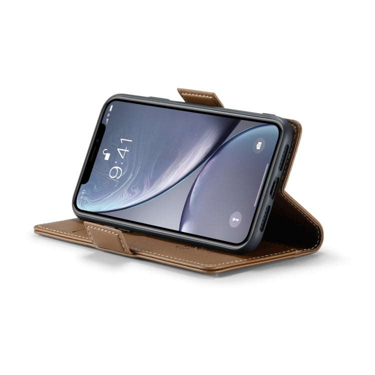 For iPhone XR CaseMe 023 Butterfly Buckle Litchi Texture RFID Anti-theft Leather Phone Case(Brown)