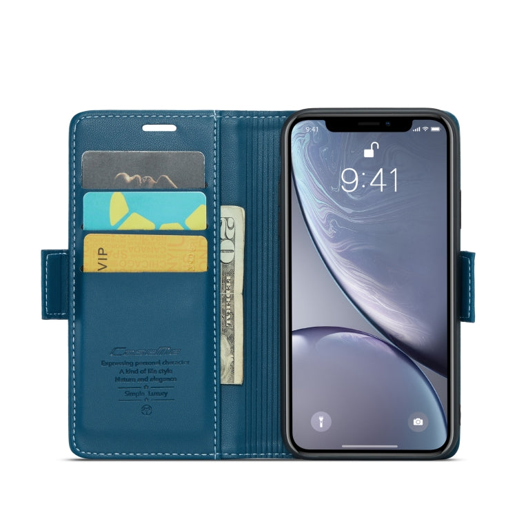 For iPhone XR CaseMe 023 Butterfly Buckle Litchi Texture RFID Anti-theft Leather Phone Case(Blue)