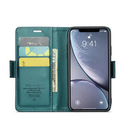 For iPhone XR CaseMe 023 Butterfly Buckle Litchi Texture RFID Anti-theft Leather Phone Case(Pearly Blue)