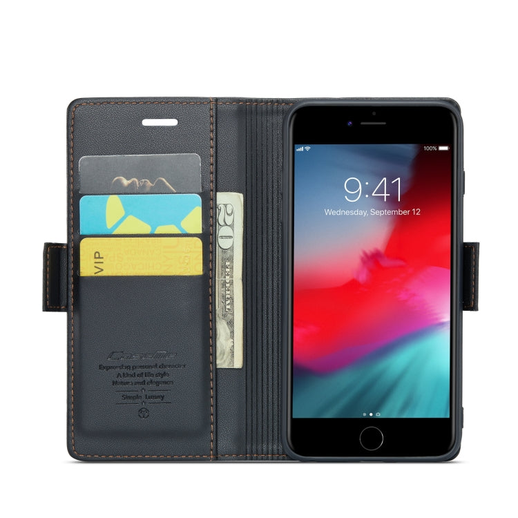 For iPhone 6 Plus/7 Plus/8 Plus CaseMe 023 Butterfly Buckle Litchi Texture RFID Anti-theft Leather Phone Case(Black)