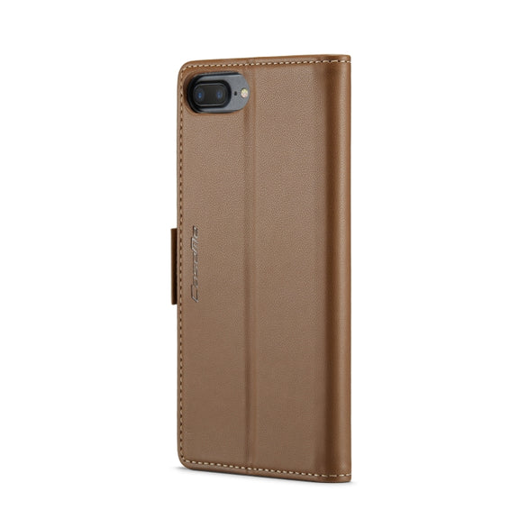 For iPhone 6 Plus/7 Plus/8 Plus CaseMe 023 Butterfly Buckle Litchi Texture RFID Anti-theft Leather Phone Case(Brown)