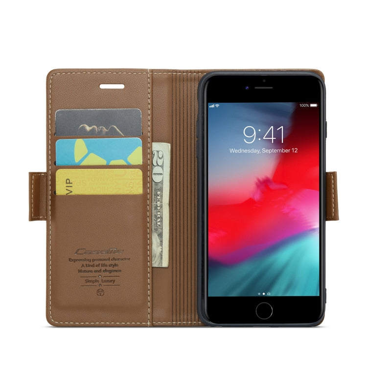 For iPhone 6 Plus/7 Plus/8 Plus CaseMe 023 Butterfly Buckle Litchi Texture RFID Anti-theft Leather Phone Case(Brown)