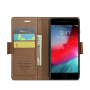 For iPhone 6 Plus/7 Plus/8 Plus CaseMe 023 Butterfly Buckle Litchi Texture RFID Anti-theft Leather Phone Case(Brown)