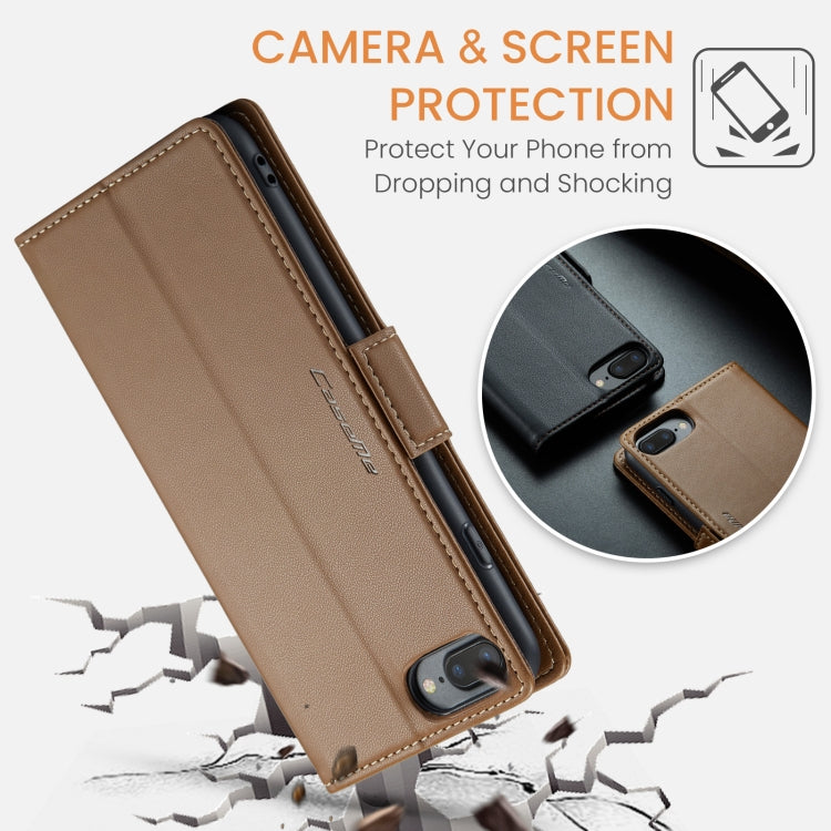 For iPhone 6 Plus/7 Plus/8 Plus CaseMe 023 Butterfly Buckle Litchi Texture RFID Anti-theft Leather Phone Case(Brown)