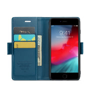 For iPhone 6 Plus/7 Plus/8 Plus CaseMe 023 Butterfly Buckle Litchi Texture RFID Anti-theft Leather Phone Case(Blue)