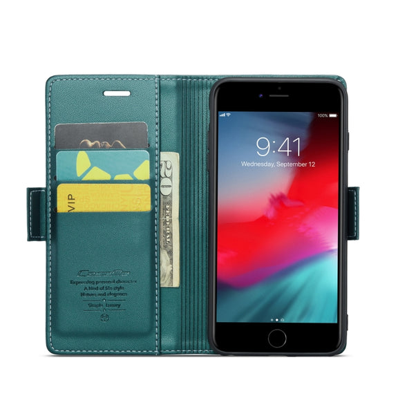 For iPhone 6 Plus/7 Plus/8 Plus CaseMe 023 Butterfly Buckle Litchi Texture RFID Anti-theft Leather Phone Case(Pearly Blue)