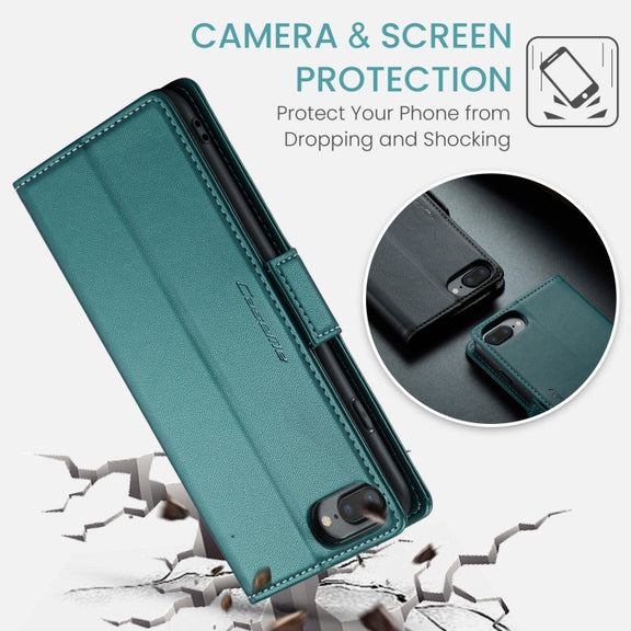 For iPhone 6 Plus/7 Plus/8 Plus CaseMe 023 Butterfly Buckle Litchi Texture RFID Anti-theft Leather Phone Case(Pearly Blue)