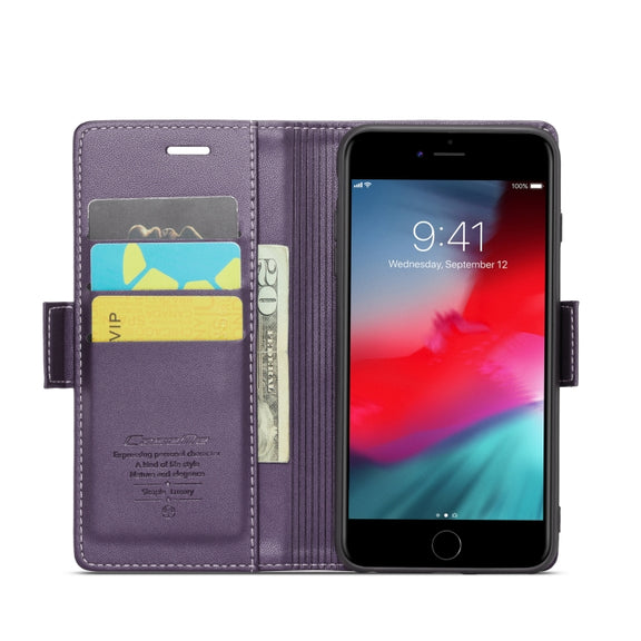 For iPhone 6 Plus/7 Plus/8 Plus CaseMe 023 Butterfly Buckle Litchi Texture RFID Anti-theft Leather Phone Case(Pearly Purple)
