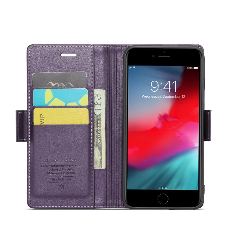 For iPhone 6 Plus/7 Plus/8 Plus CaseMe 023 Butterfly Buckle Litchi Texture RFID Anti-theft Leather Phone Case(Pearly Purple)