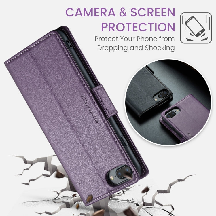 For iPhone 6 Plus/7 Plus/8 Plus CaseMe 023 Butterfly Buckle Litchi Texture RFID Anti-theft Leather Phone Case(Pearly Purple)