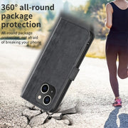 For iPhone 14 Plus Plaid Embossed Leather Phone Case(Black)
