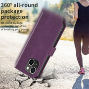 For iPhone 13 Plaid Embossed Leather Phone Case(Purple)