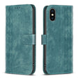 For iPhone X / XS Plaid Embossed Leather Phone Case(Green) - free shipping - PMC TechLife - Order now!