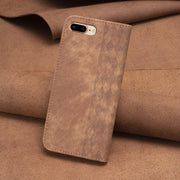 For iPhone 7 Plus / 8 Plus Plaid Embossed Leather Phone Case(Brown)