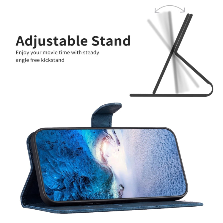 For iPhone 15 Pro Max Plaid Embossed Leather Phone Case(Blue)