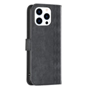 For iPhone 15 Pro Plaid Embossed Leather Phone Case(Black)