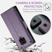 For Xiaomi Redmi Note 9S/Note 9 Pro/Note 9 Pro Max CaseMe 023 Butterfly Buckle Litchi Texture RFID Anti-theft Leather Phone Case(Pearly Purple)