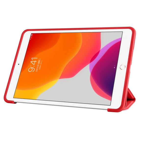 For iPad 9.7 2018 / 2017 / Air 2 / Air 3-folding TPU Horizontal Flip Leather Tablet Case with Holder(Red)