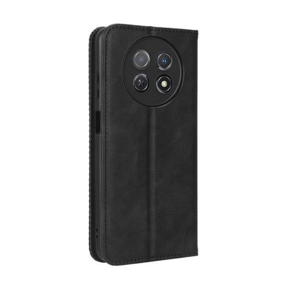 For Huawei Enjoy 60X Magnetic Buckle Retro Texture Leather Phone Case(Black)