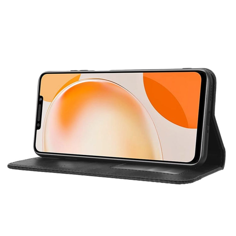 For Huawei Enjoy 60X Magnetic Buckle Retro Texture Leather Phone Case(Black)