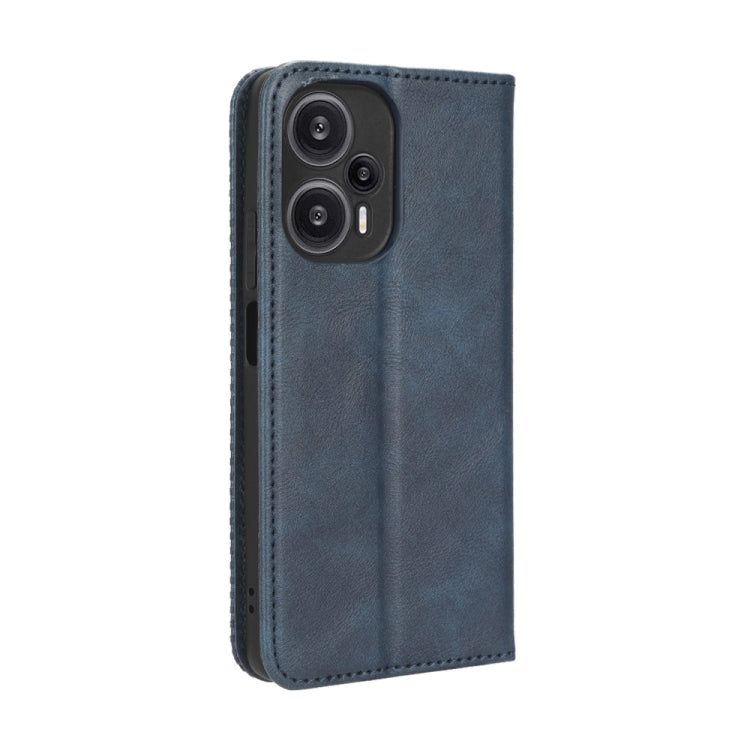 For Xiaomi Poco F5 5G / Redmi Note12 Turbo 5G Magnetic Buckle Retro Texture Leather Phone Case(Blue)