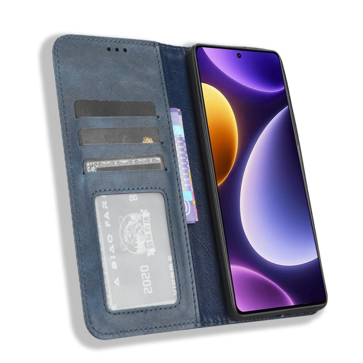 For Xiaomi Poco F5 5G / Redmi Note12 Turbo 5G Magnetic Buckle Retro Texture Leather Phone Case(Blue)