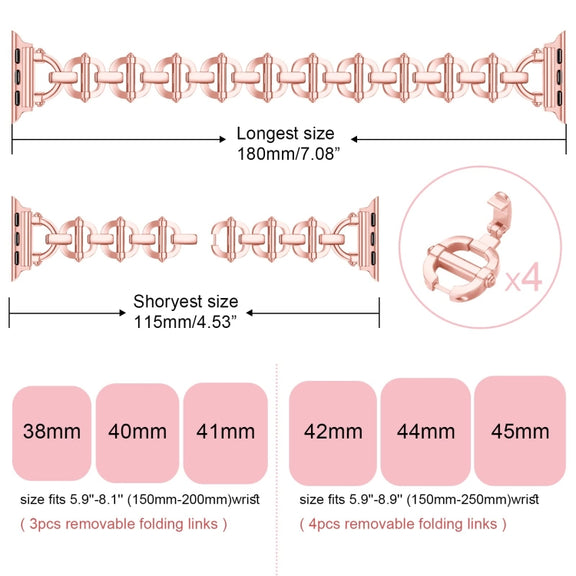 Ladder Buckle Metal Watch Band For Apple Watch 8 41mm(Pink)