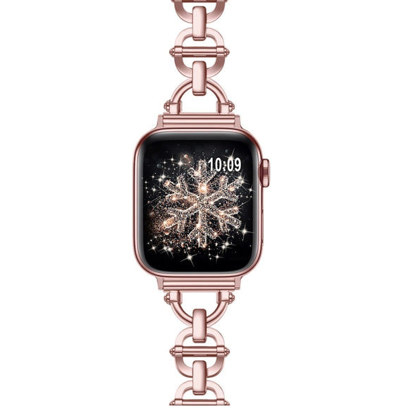Ladder Buckle Metal Watch Band For Apple Watch 8 41mm(Pink)