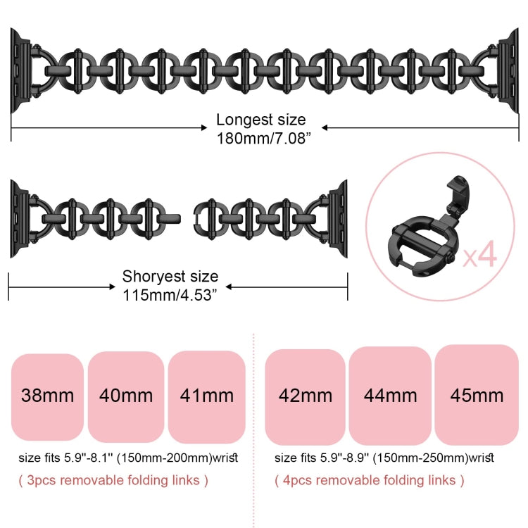 Ladder Buckle Metal Watch Band For Apple Watch 8 41mm(Black)