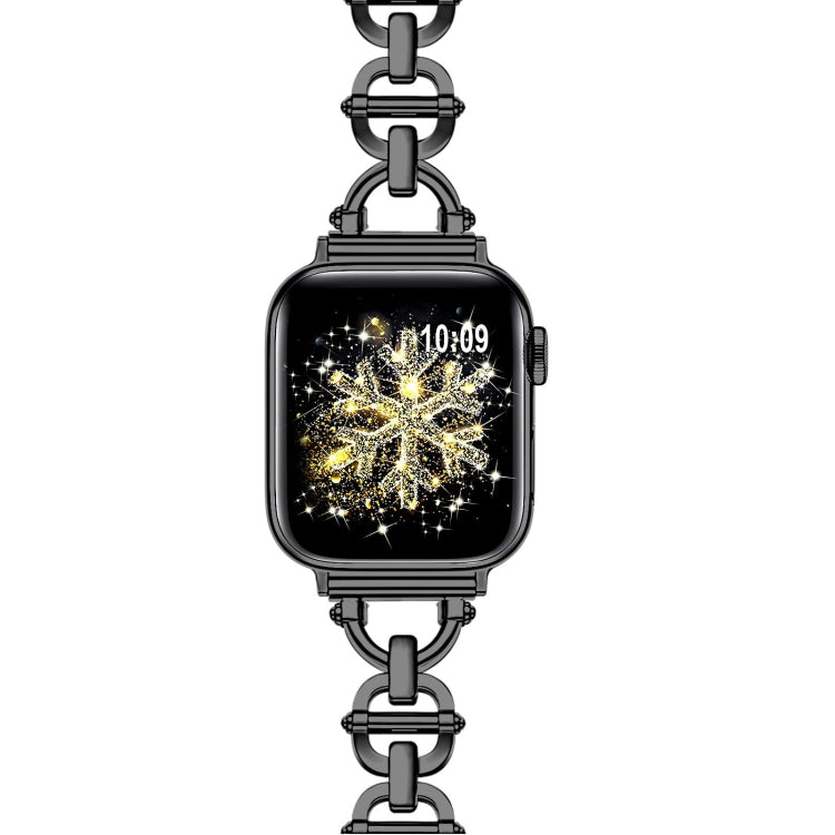Ladder Buckle Metal Watch Band For Apple Watch 8 41mm(Black)