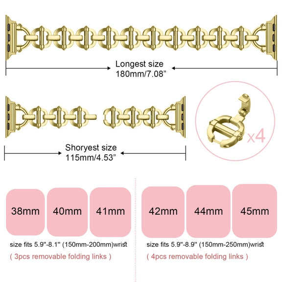 Ladder Buckle Metal Watch Band For Apple Watch 8 41mm(Gold)