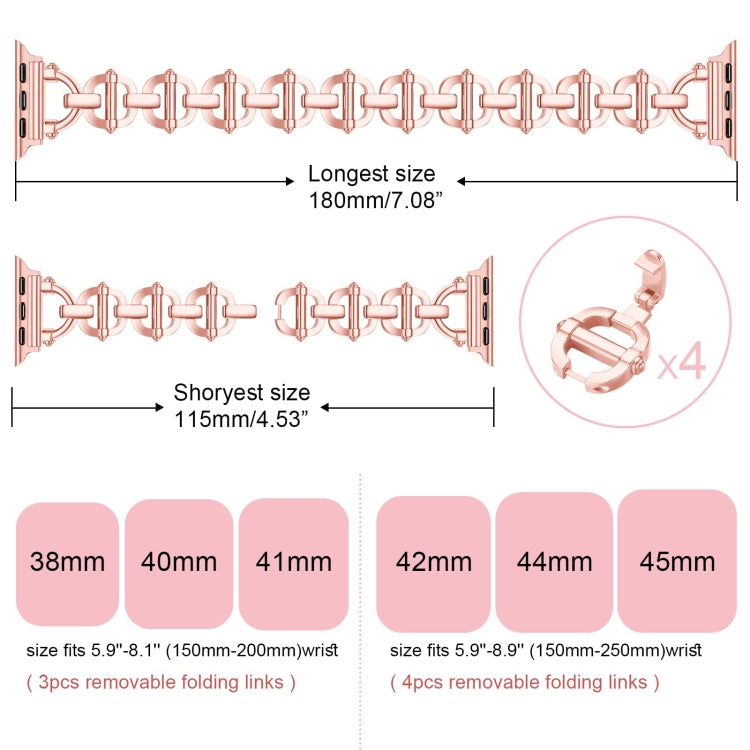 Ladder Buckle Metal Watch Band For Apple Watch 7 41mm(Pink)