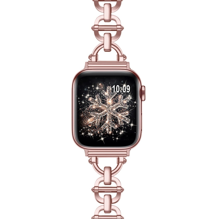 Ladder Buckle Metal Watch Band For Apple Watch 7 41mm(Pink)