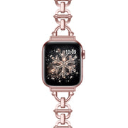Ladder Buckle Metal Watch Band For Apple Watch 7 41mm(Pink)