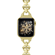 Ladder Buckle Metal Watch Band For Apple Watch 7 41mm(Gold)