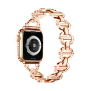 Ladder Buckle Metal Watch Band For Apple Watch 7 41mm(Rose Gold)