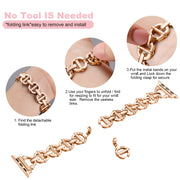Ladder Buckle Metal Watch Band For Apple Watch 7 41mm(Rose Gold)