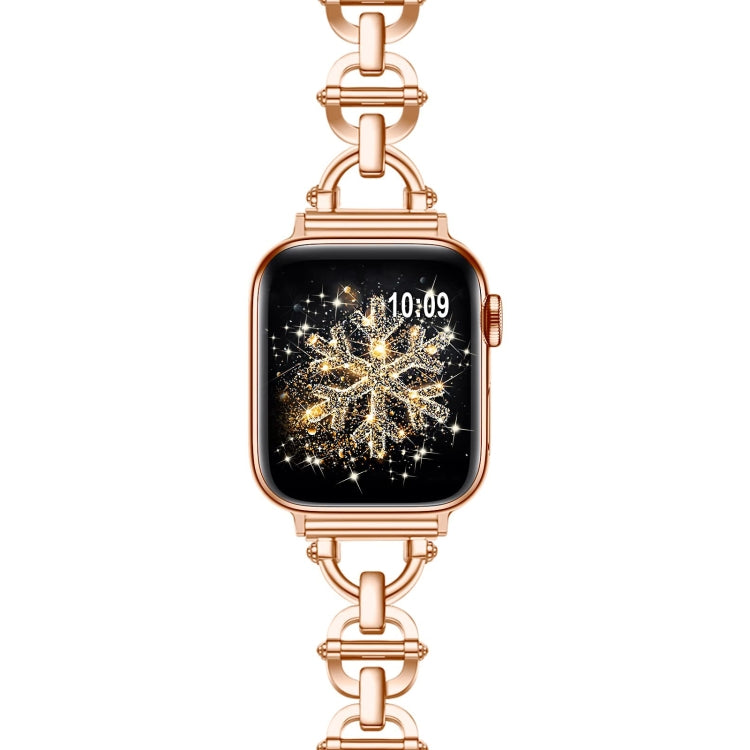 Ladder Buckle Metal Watch Band For Apple Watch 7 41mm(Rose Gold)