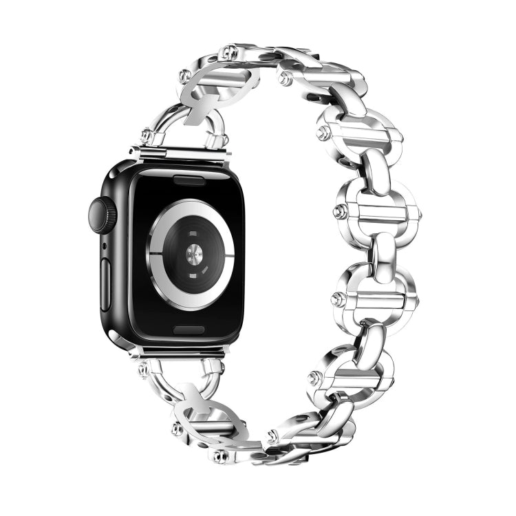 Ladder Buckle Metal Watch Band For Apple Watch 7 41mm(Silver)