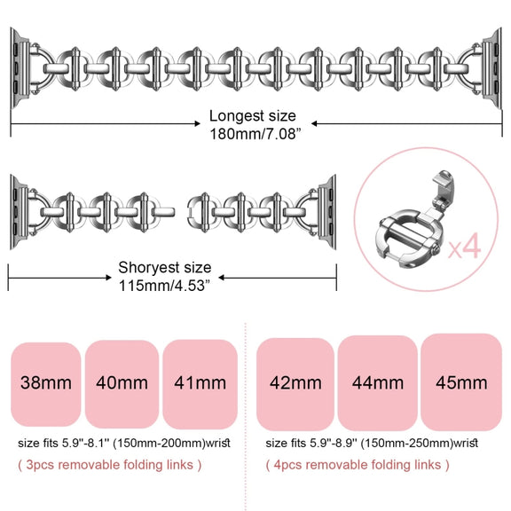 Ladder Buckle Metal Watch Band For Apple Watch 7 41mm(Silver)