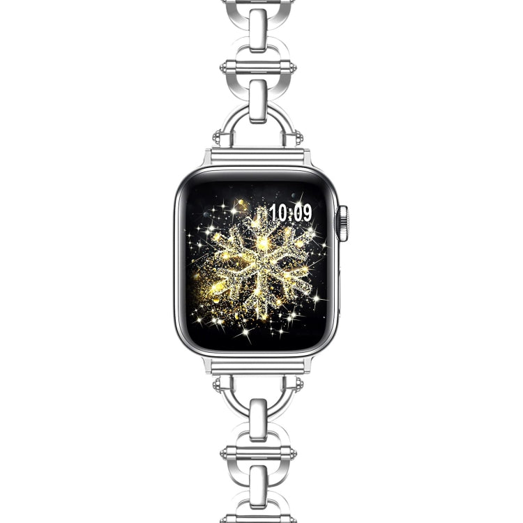 Ladder Buckle Metal Watch Band For Apple Watch 7 41mm(Silver)