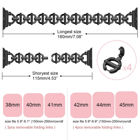 Ladder Buckle Metal Watch Band For Apple Watch 7 45mm(Black)