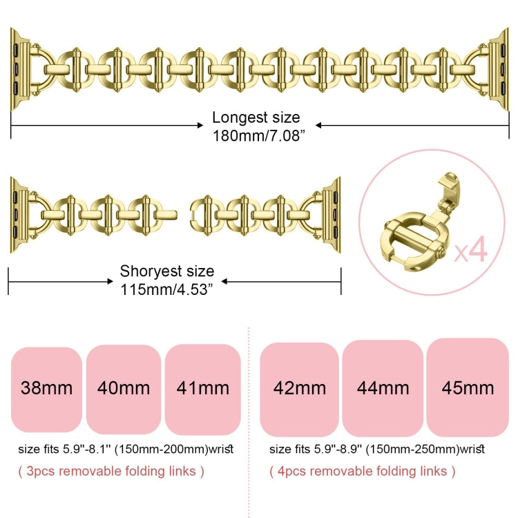 Ladder Buckle Metal Watch Band For Apple Watch 7 45mm(Gold)