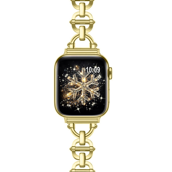 Ladder Buckle Metal Watch Band For Apple Watch 7 45mm(Gold)