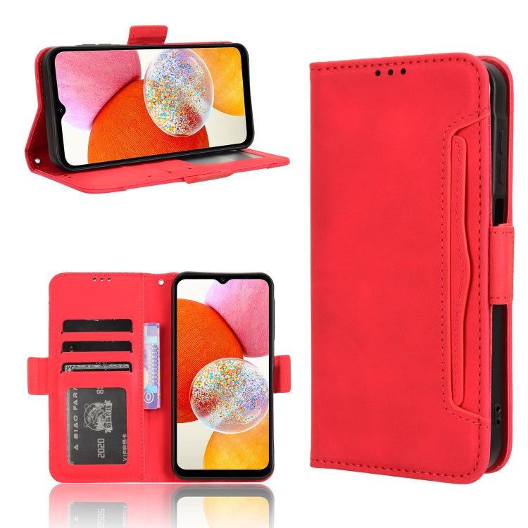 For Samsung Galaxy A15 Skin Feel Calf Texture Card Slots Leather Phone Case(Red)