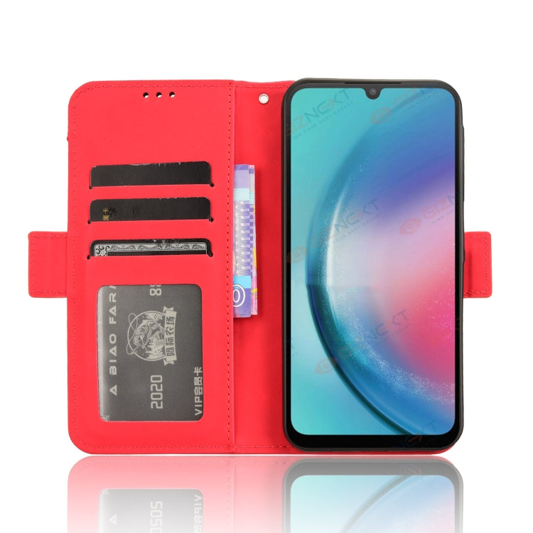 For Samsung Galaxy A25 5G Global Skin Feel Calf Texture Card Slots Leather Phone Case(Red)